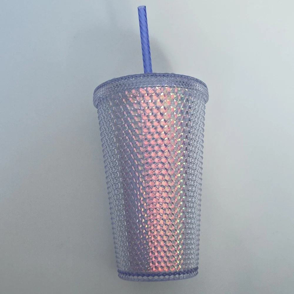 Starbucks Tumbler Diamond Texture Iridescent Logo Tumbler Plastic Size 16 fl oz